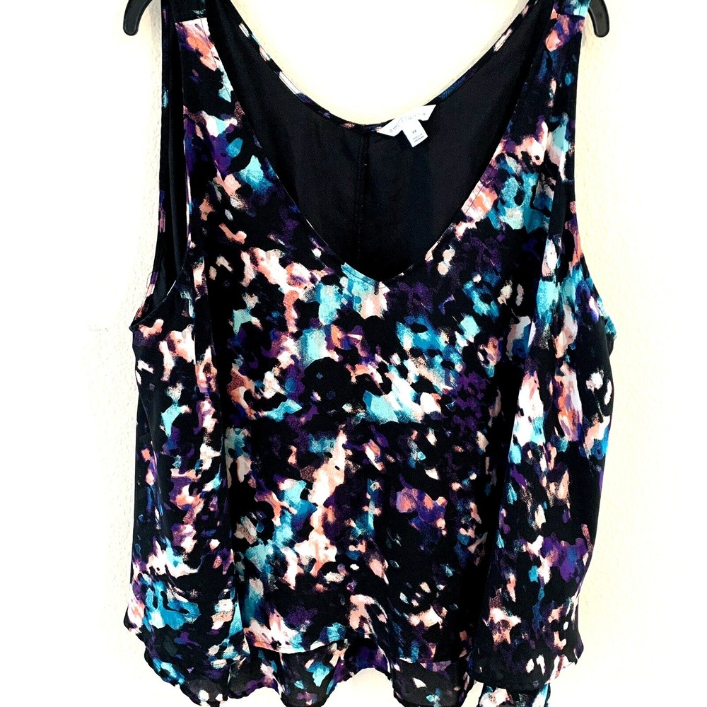 Boutique Tank Top Size 3X Sleeveless Blouse Lined Tiered